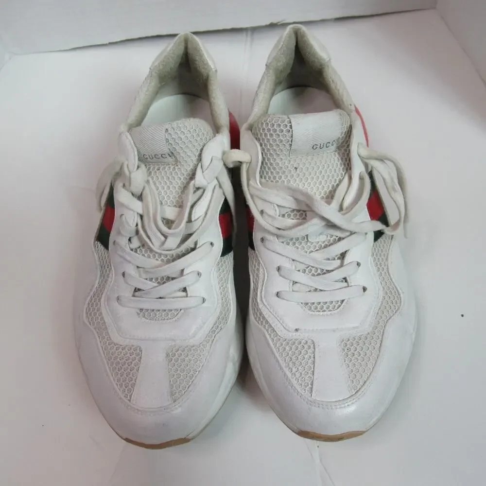 Gucci Rhyton Epilogue Sneaker Mens US 8 White Red Tennis Shoe Designer